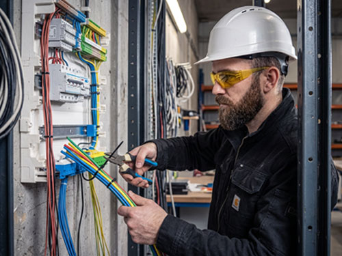 Heizungsmonteur bei der fachgerechten Installation